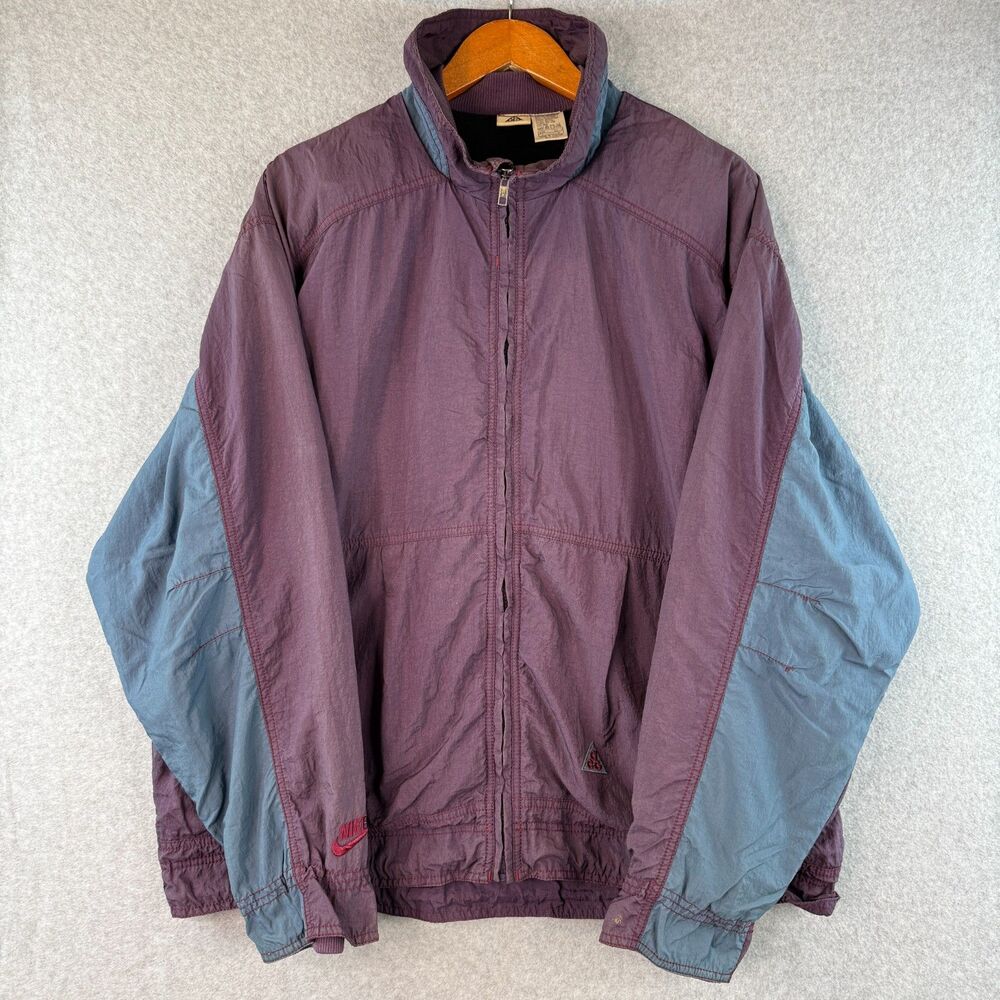 ACG Nike Purple Blue Track Windbreaker Colorblock 90s Y2K Streetwear Retro L